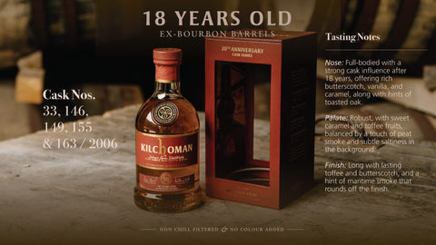Kilchoman 18 Years Old Matured in Ex-Bourbon Barrels 20th Anniversary 46%