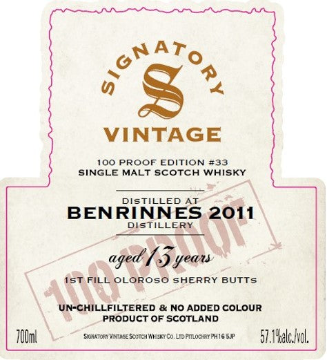 Benrinnes 2011 13 Year Old 100 Proof Collection Edition 33 57.1%